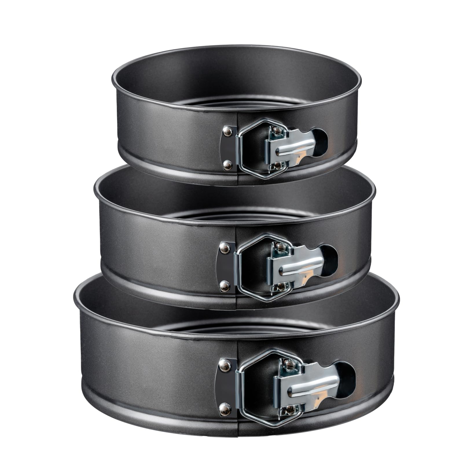 Ensemble de moules à charnière – 3 moules à charnière ronds antiadhésifs (17,8 cm, 20,3 cm, 22,9 cm) – Moules à gâteau essentiels pour gâteaux au fromage, mousse et gâteaux en couches