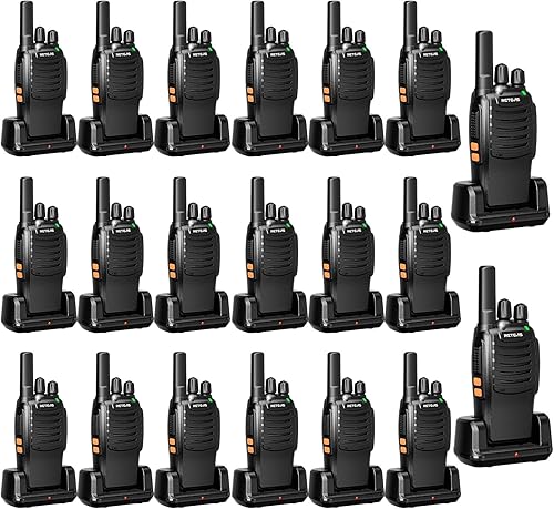 Retevis H-777 radios UHF de 2 vĂas 400-470 MHz 3 W 16 canales walkie talkies con clip para correa de audĂfono paquete de 20 unidades y cable de Retevis H-777 radios UHF de 2 vĂas 400-470 MHz 3 W 16 canales walkie talkies con clip para correa de audĂfono paquete de 20 unidades y cable de