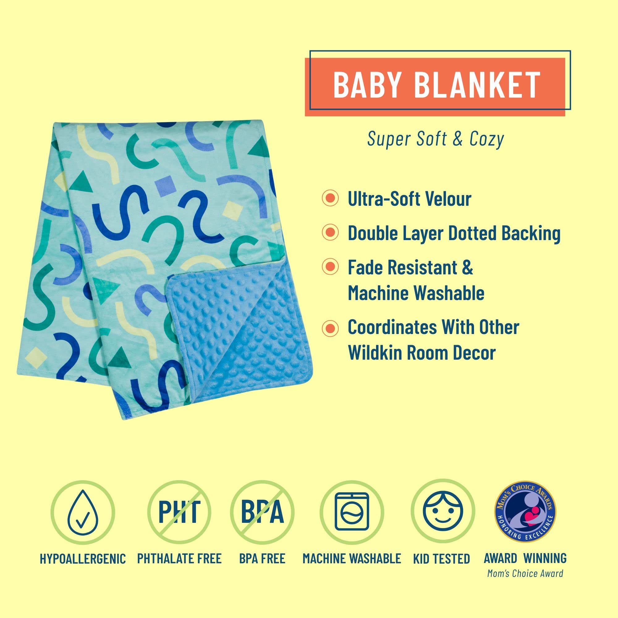 Wildkin Plush Baby Blanket - Darling Dinosaur Print, Super Soft Velour, 39.5x28 Inches - View #10