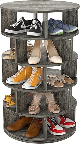 Miniatura 11 de Aheaplus Torre de Estante Giratorio para Zapatos, Zapatero Giratorio de 7 Niveles 360 Estantes Giratorios para Zapatos Organizador para Closet,