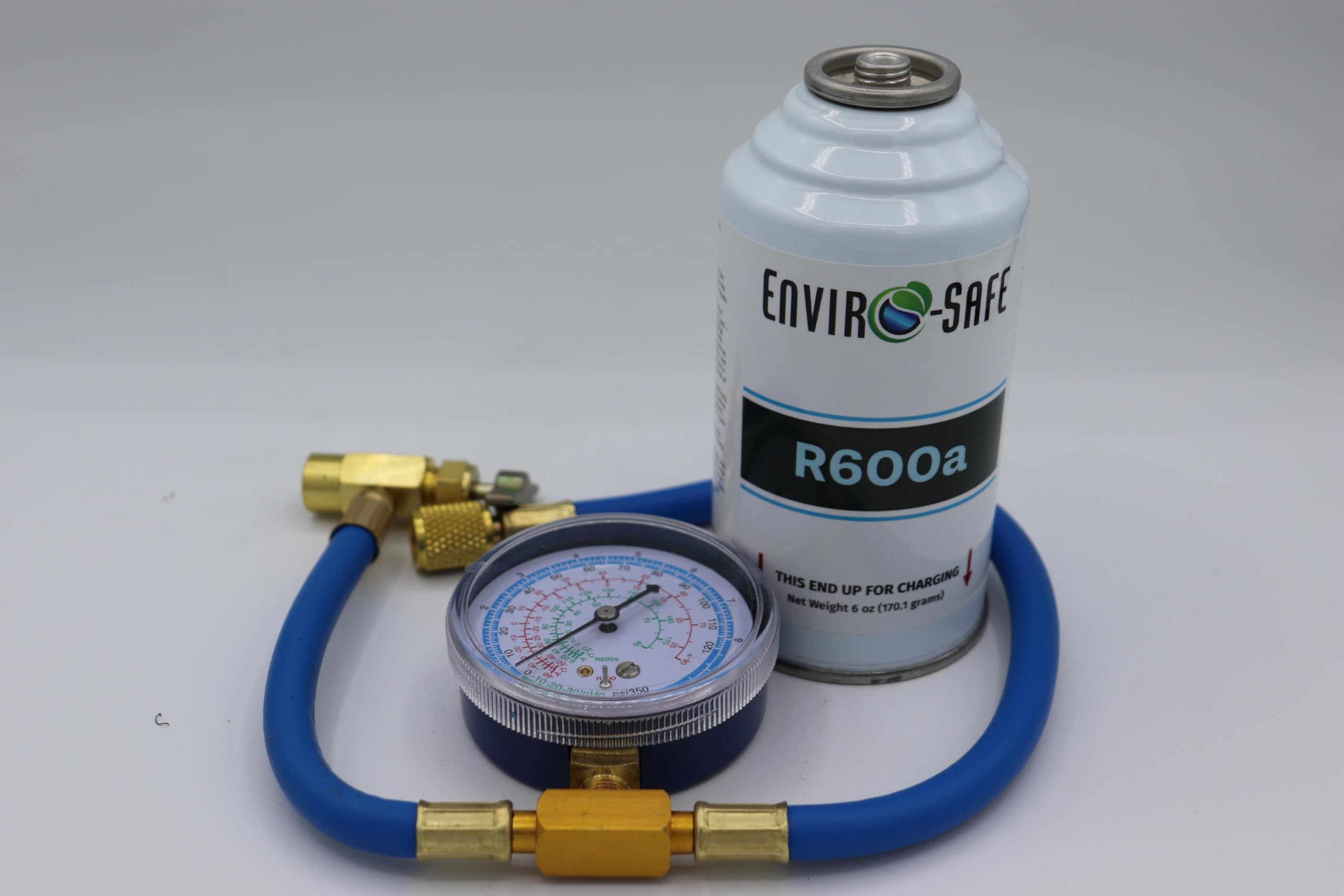 R600a Refrigerant - 1 Can and Brass Gauge, 6oz Cans - R600a for