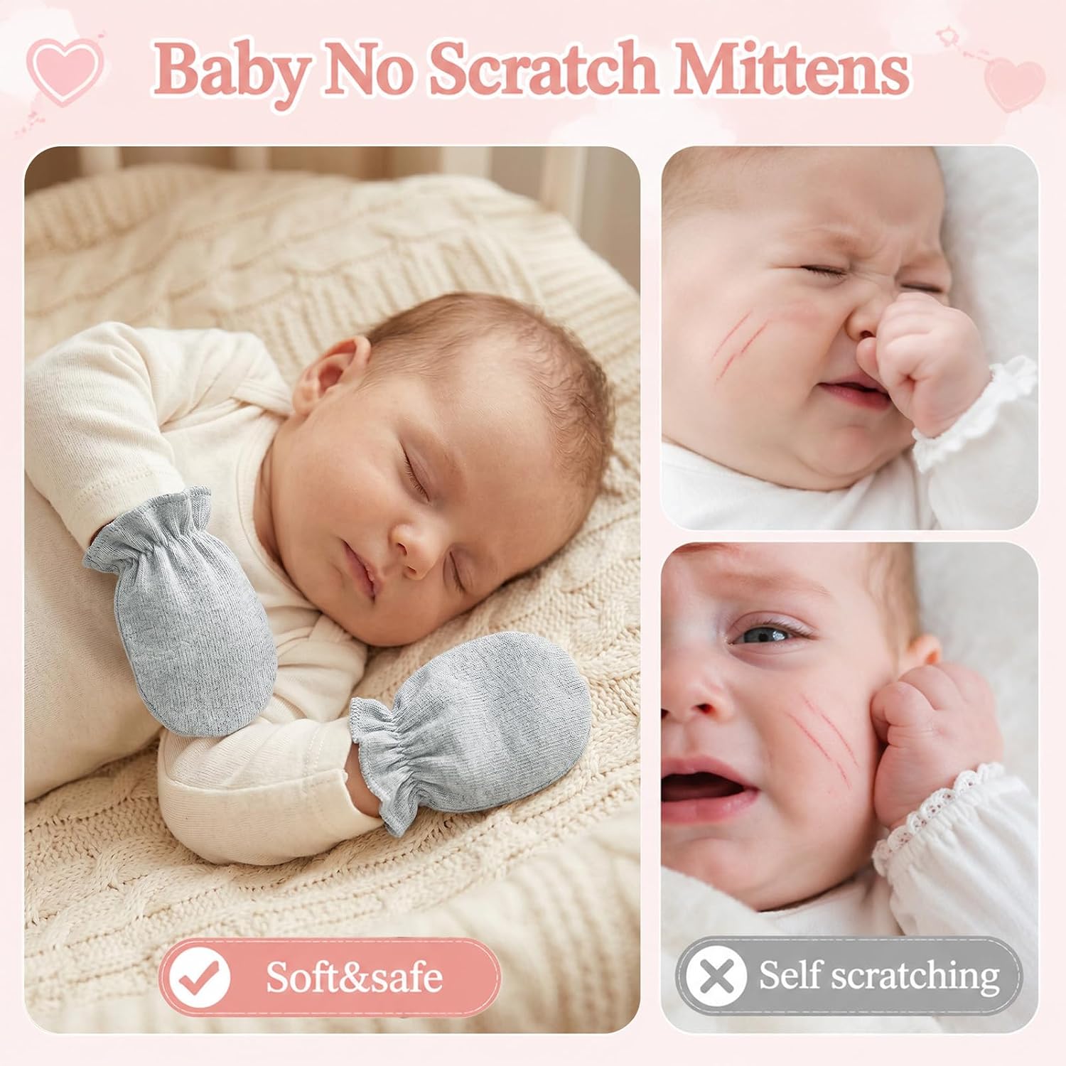 Muslin Baby Mittens for Newborn Cotton No Scratch Soft Gloves 0-6 months