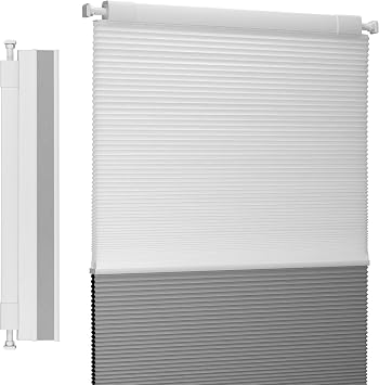 Boolegon Day and Night Cellular Shades No Tools No Drill Blinds for Window Cordless Easy to Install Honeycomb Shades Blackout&Filter Light Window Shades for Office Home, White, Custom Size