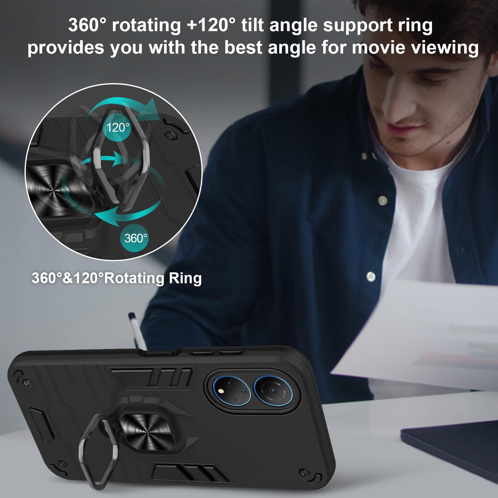 Custodia per telefono di grado milare antiurto magnetica + supporto