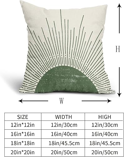 Vista 13 de Juego de 2 fundas de almohada de sol bohemias verdes de 16 x 16 pulgadas, diseño bohemio, amanecer, puesta de sol, estampado abstracto de sol, Sun7