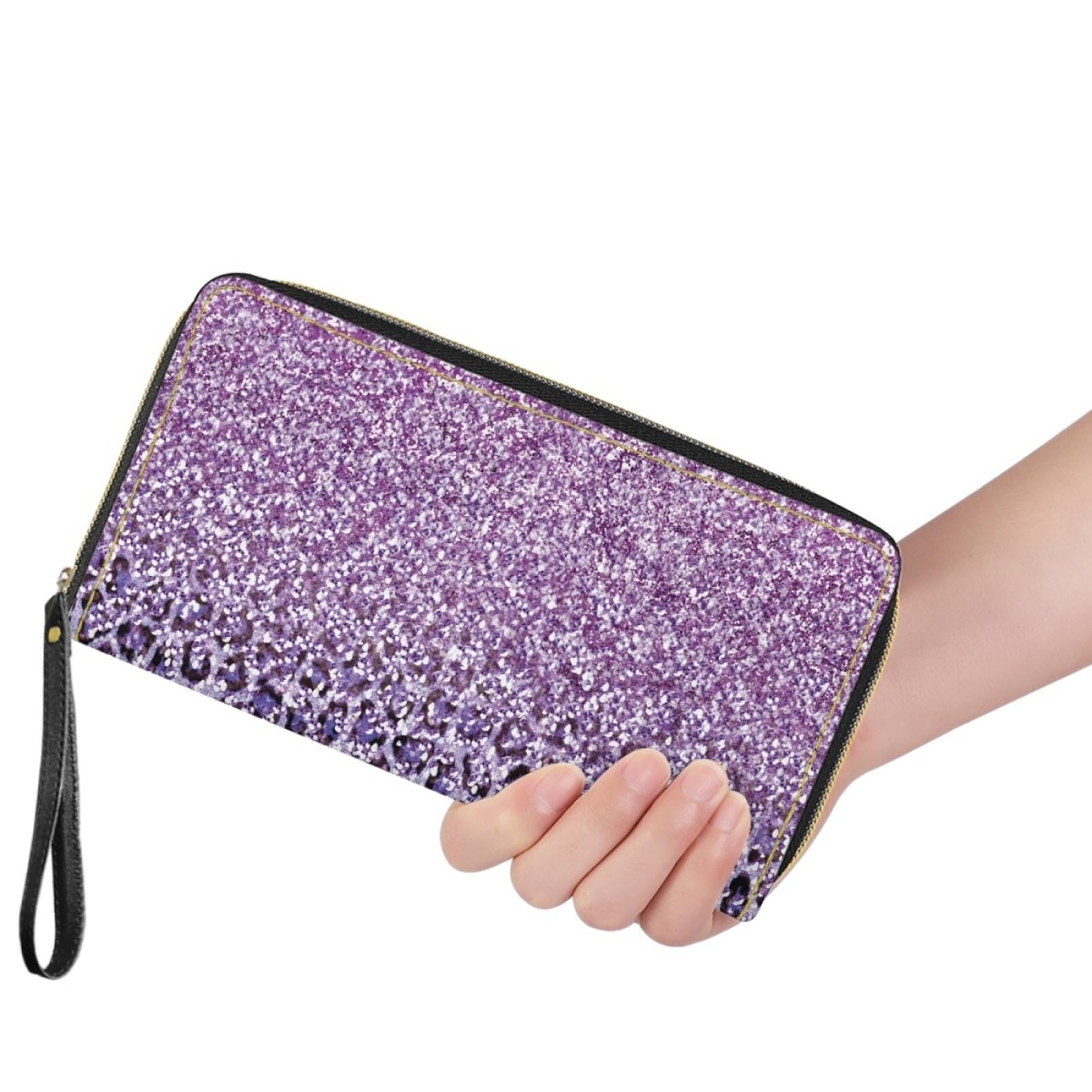 Portafoglio Donna Portamonete Porta Carte di Credito Donna Uomo Wallet | Portafogli con Zip e Cinturino da Polso Leggero Durabile Portatile,Impermeabile Cuoio,Modello Viola 11x20cm/2 Unità