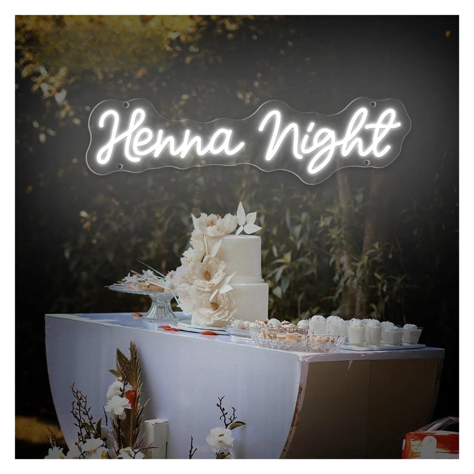 Insegna al Neon LED Henna Night Insegna Al Neon Alimentata Tramite USB Da Parete Per La Decorazione Dimmerabile Camera Letto Del Salone Festa Nuziale 13.5cm×50cm