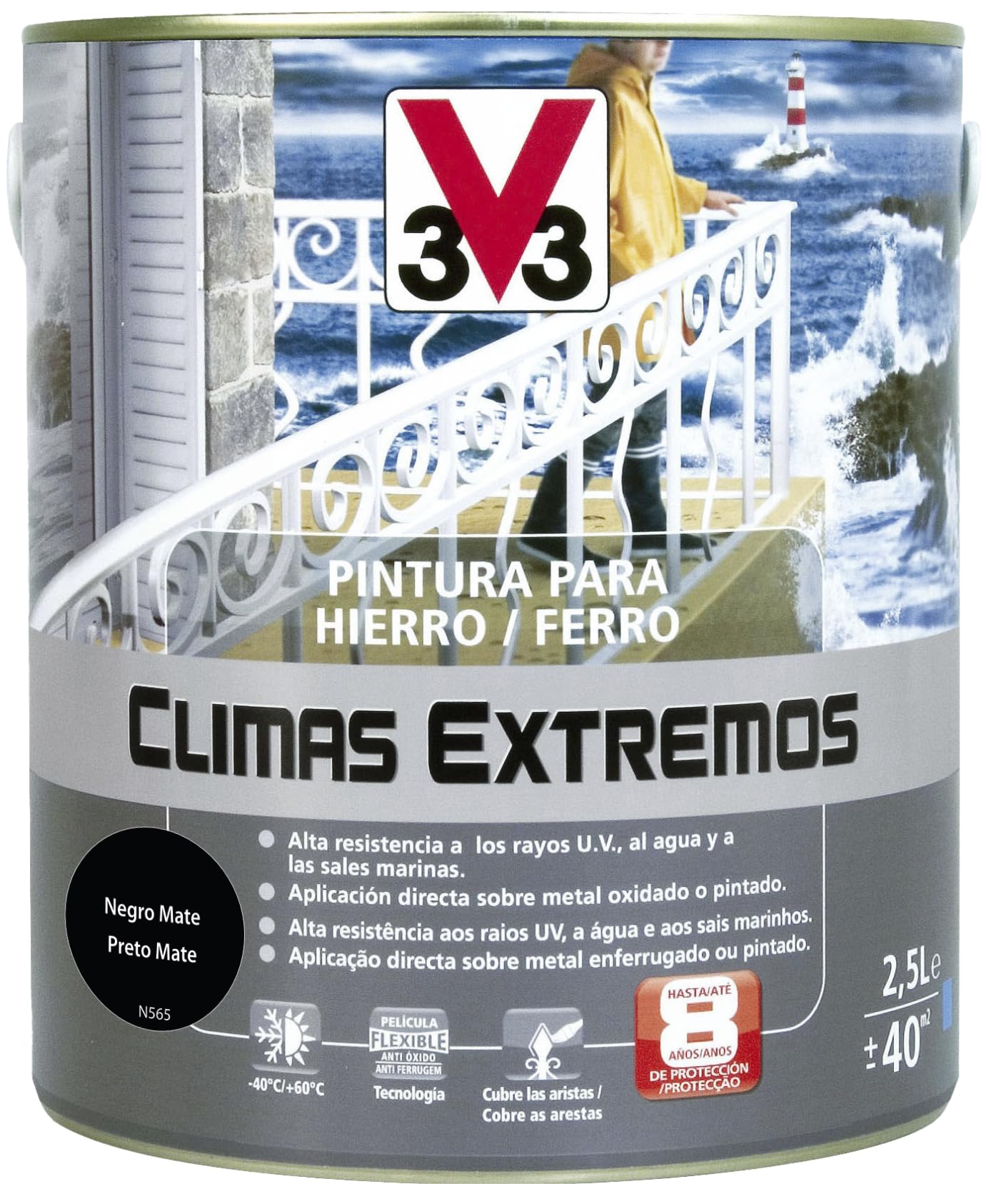 V33 PINTURA HIERRO CLIMAS EXTREMOS MATE NEGRO 2,5L