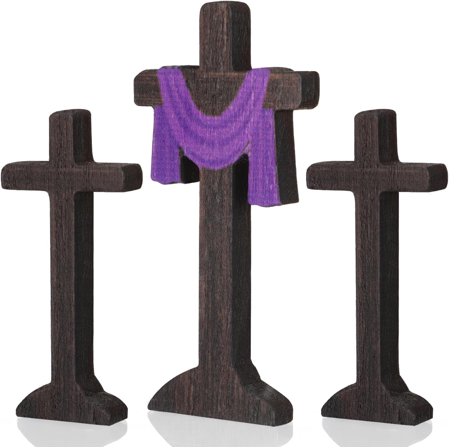 Gerrii 3 Pack Easter Standing Cross Tabletop Decor He is Risen Wooden Table Centerpieces Jesus Christian Wood Freestanding Mantel Shelf Display for Easter Spring Decor Tables Church Religious Gift