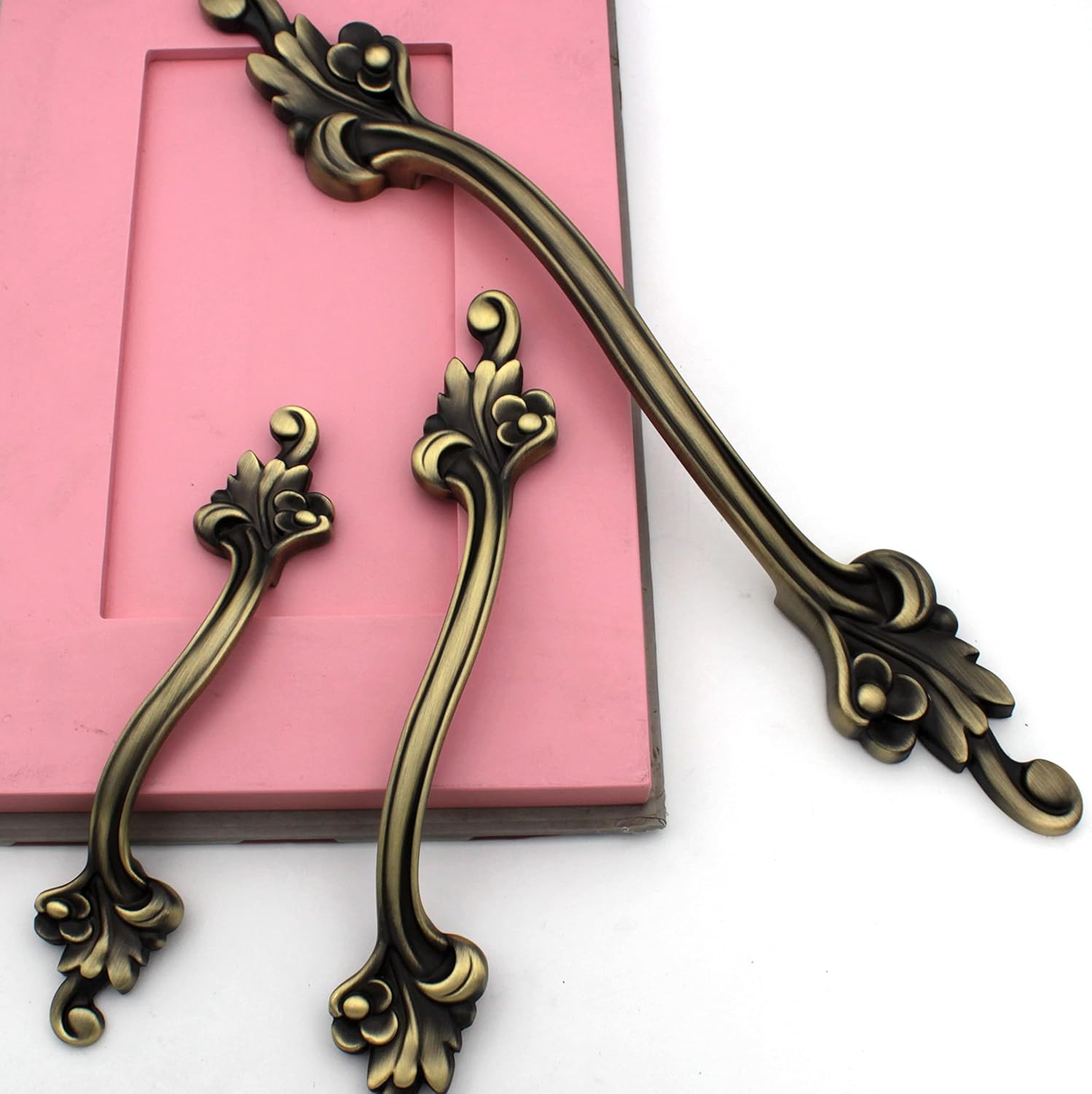 Flower Vintage Bar Handles, Modern Gold Cabinet Hardware, Furniture Pulls for Doors, Cabinets, Cupboards & Drawers - 1 Piece (14.9 inch)