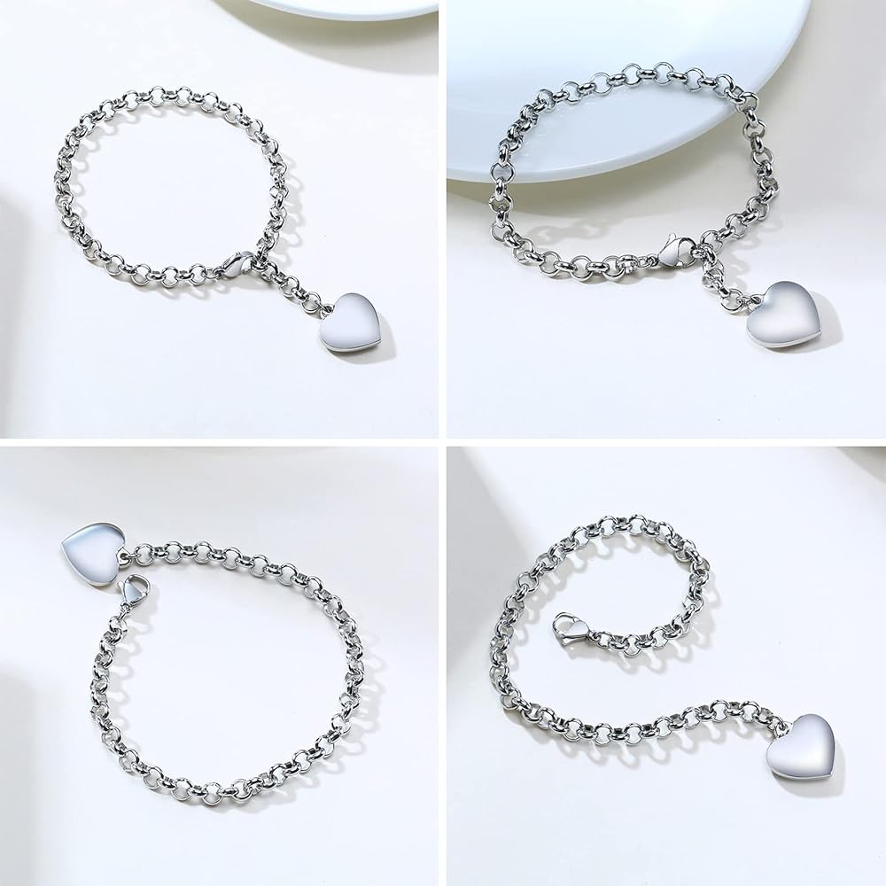 Bracciale Fortunato Donna - Acciaio Inossidabile Con Ciondolo Cuore, Regalo Perfetto Per Sposa O Amica - Foto 9