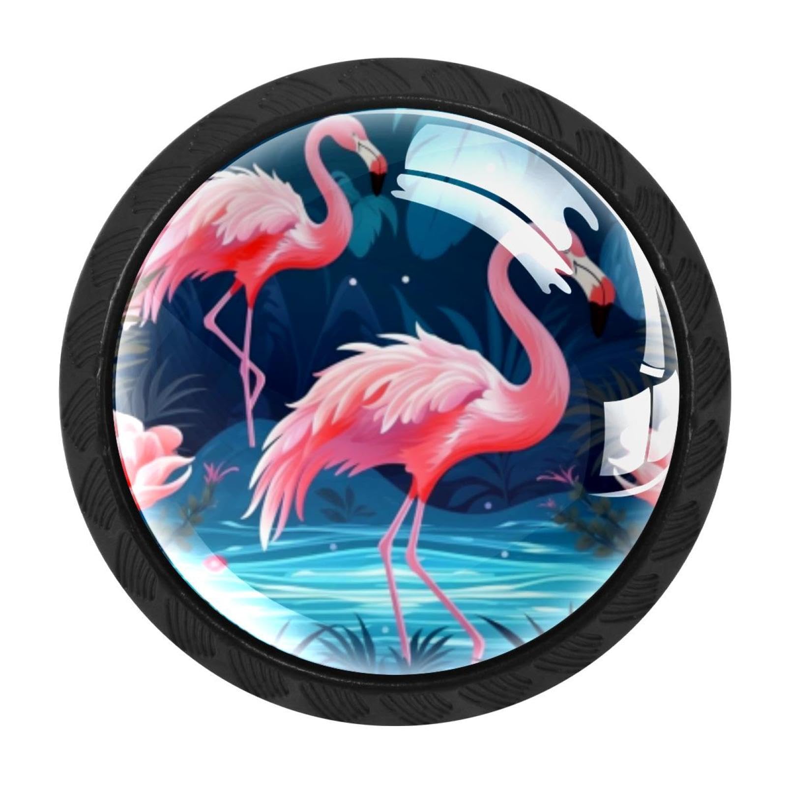 Chenzzzz Multicolored 08 Flamingo Rainforest Drawer Knobs Pull Handles 4 Pcs Glass Cabinet Drawer Pulls For Home Kitchen Office Cabinet Cupboard