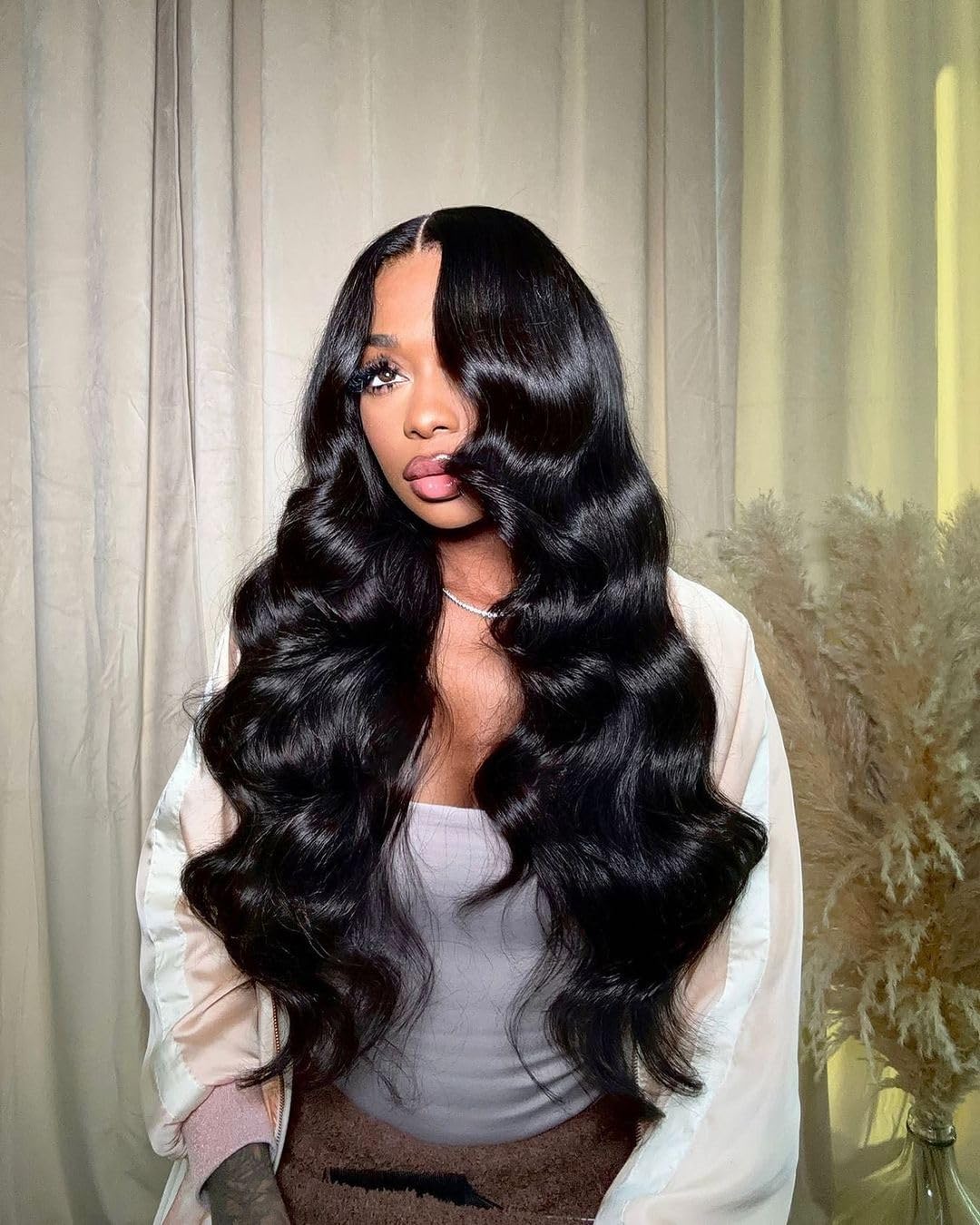 Highlight Drawstring Wig Human Hair 180% Density Body Wave Glueless Wigs Human Hair Pre Plucked Pre Cut Honey Blonde Ombre 13x6 Lace Frontal Wear and Go Glueless Wig for Women 26 Inch