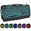 BAKTH 7 Colors LED Backlit Gaming Keyboard, Mechanical Feeling and Waterproof, Illuminated USB Wired Keyboard for Pro PC Game