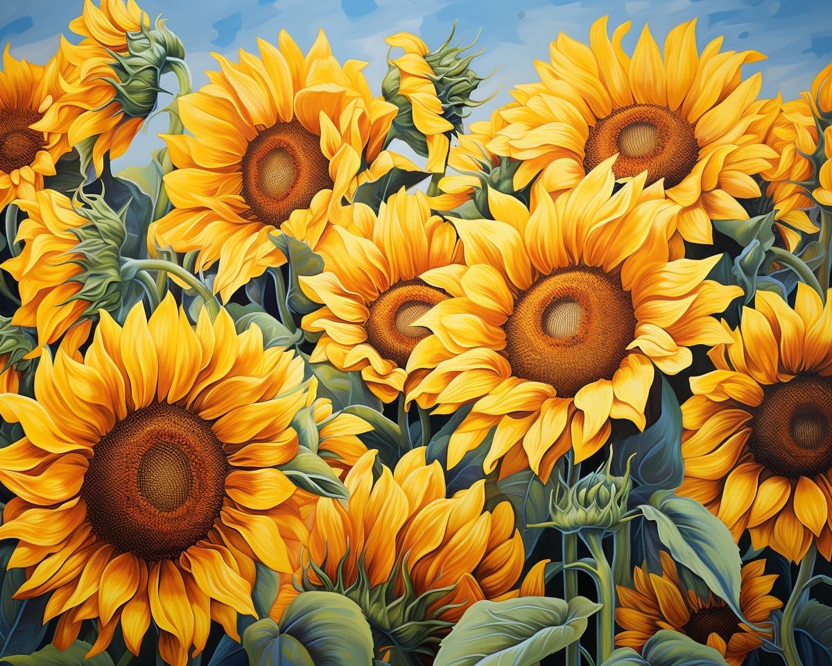craftoria paint by numbers for adults 40"x50"cm framed sunflower embrace 36 colors sunflower embrace - 36 colors framed
