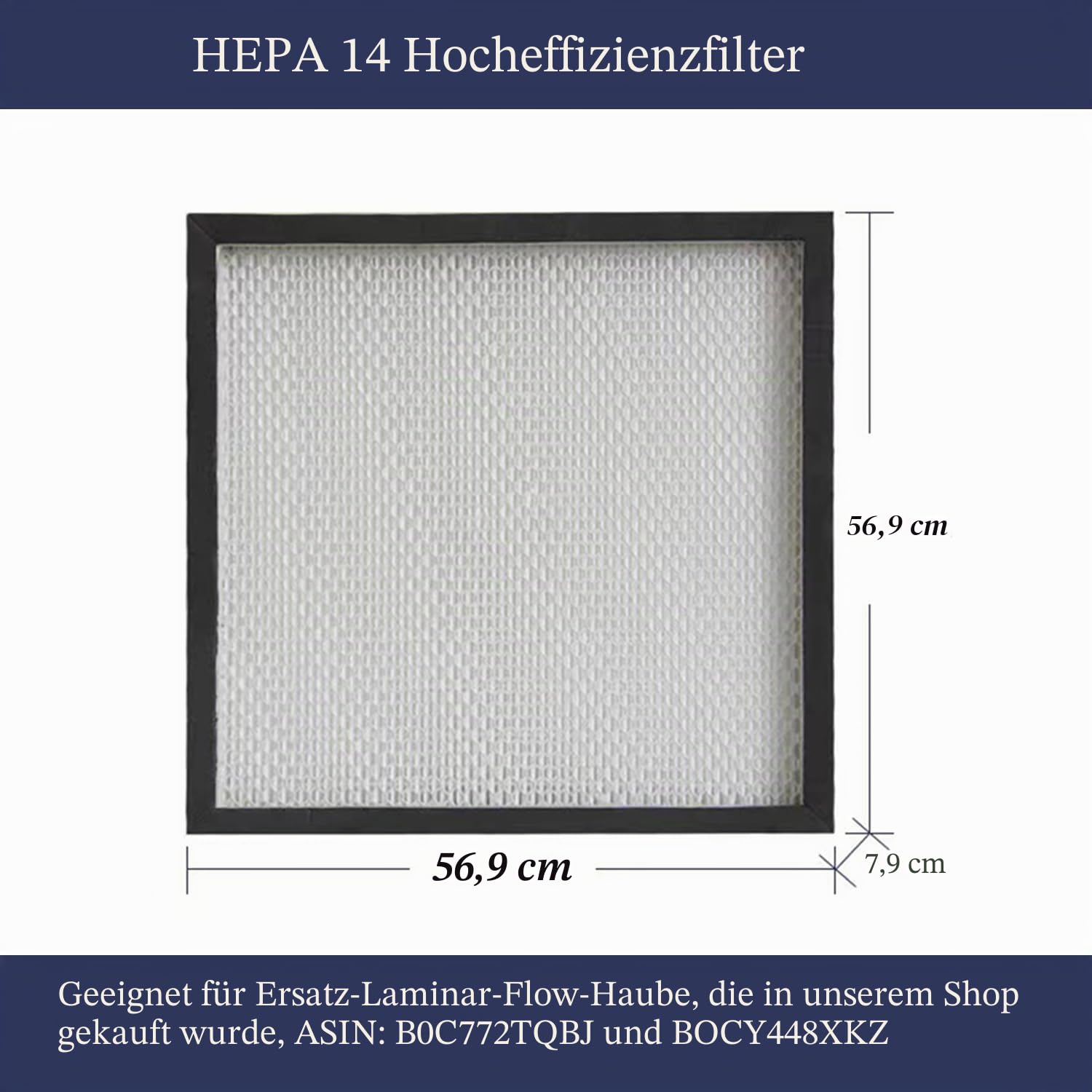 FFU, HEPA H14 Laminar Flow Hood Filter Ersatz-Set, 1 Stück, aktualisierte Lüfterfiltereinheit, kompatibel mit Laminar Flow Hood FFU 57,4 x 57,4 cm, 100/ISO Level 5 Sauberkeit, Pilz mit