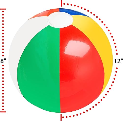 Miniatura 2 de Paquete de fiesta de pelotas de playa inflables coloreadas en arco iris de 12 pulgadas, juguetes para fiesta, playa o piscina (paquete de 12)