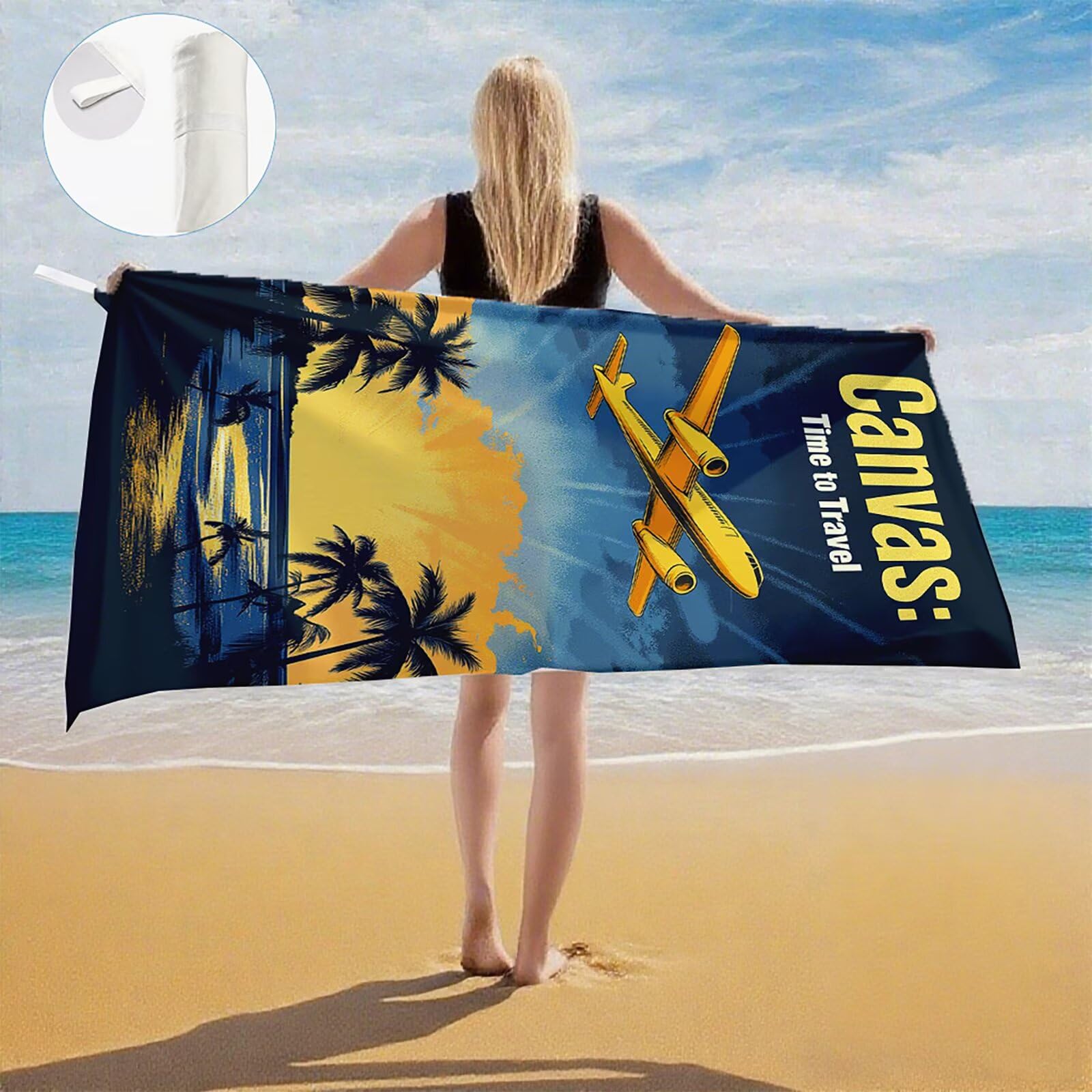 Toallas de Playa Microfibra Avión Toalla Playa Grande 180x90 cm Mujer Hombre Secado Rápido Absorbente Toallas Gimnasio Suave Sin Arena Ligera Toalla Microfibra para Playas Piscina Viajes Camping Q-729