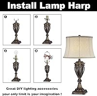 Vista 5 de Kit de soporte de arpa de lámpara de 8 pulgadas con remate y base de sillín desmontable de alta resistencia, juego de 2 accesorios de iluminación