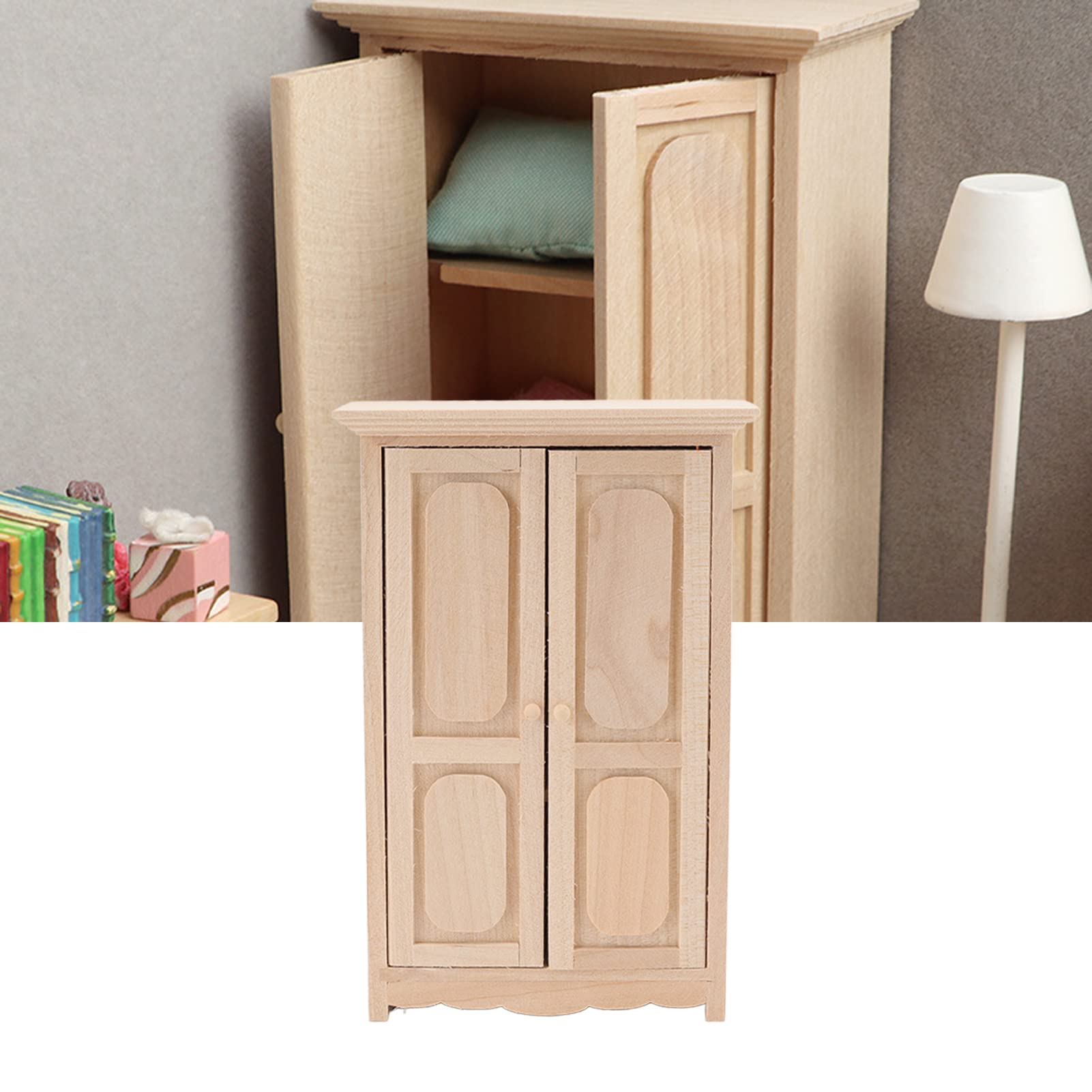 Armoire 1/12 en bois de bouleau, Accessoires de décoration, maison de poupée miniature pour collectionneurs, décorateurs, maisons de poupées et DIY Armoire 1/12 en bois de bouleau, Accessoires de décoration, maison de poupée miniature pour collectionneurs, décorateurs, maisons de poupées et DIY