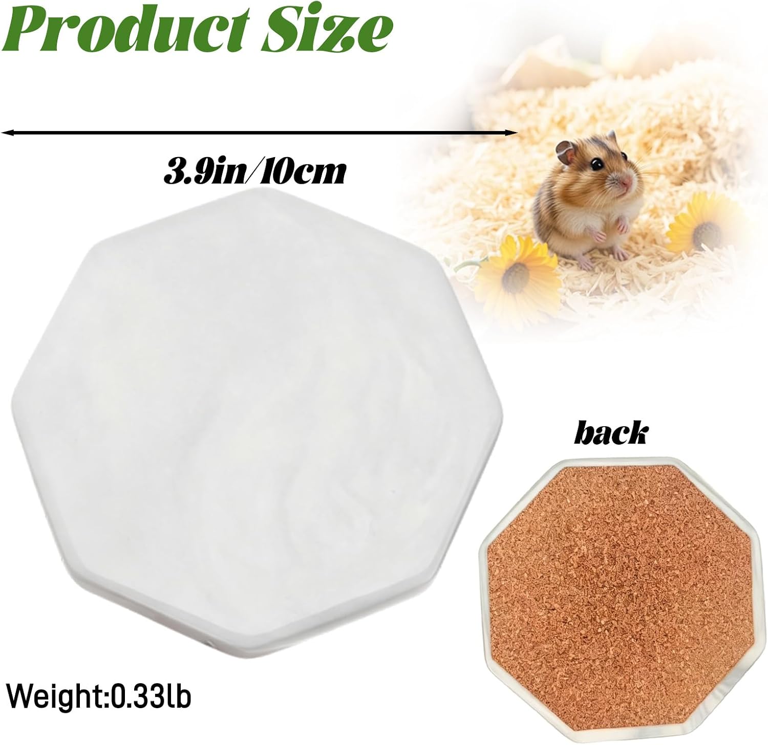Hamster Cooling Ceramic Plate, Octagon Marble Pattern Cooling Bed for Small Animals, Summer Heat Relief Pad for Hamsters
