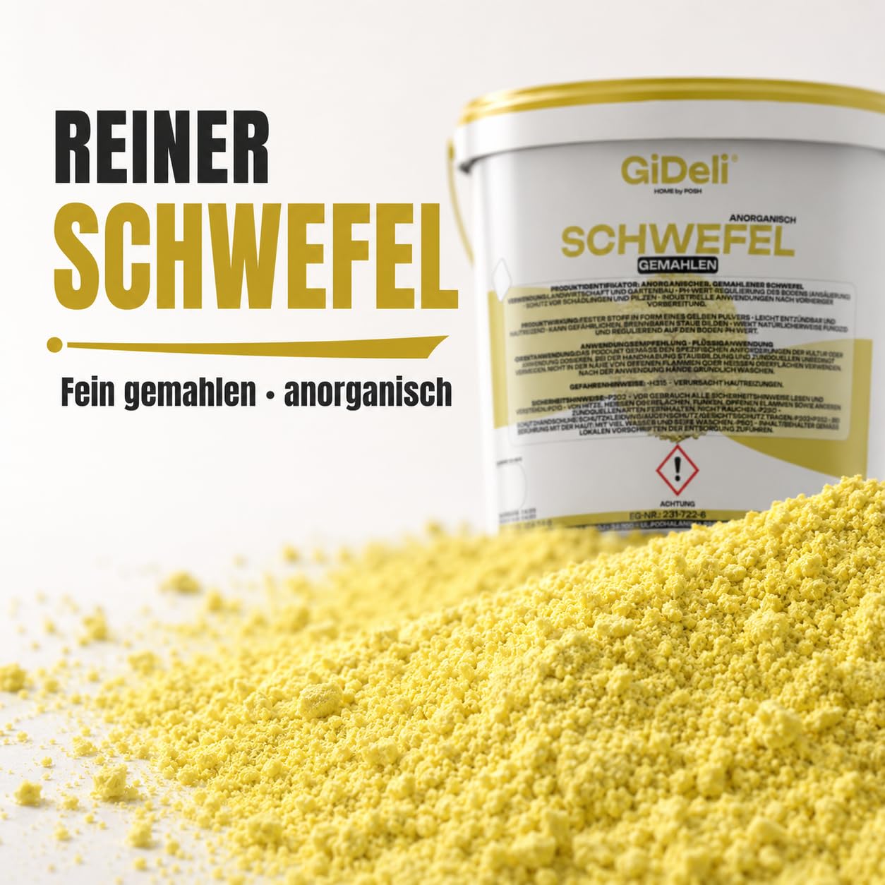 GiDeli Azufre en polvo 5 kg inorgánico 99,9% fino para la industria cosmética cuidado del suelo plantas azufre en cubo