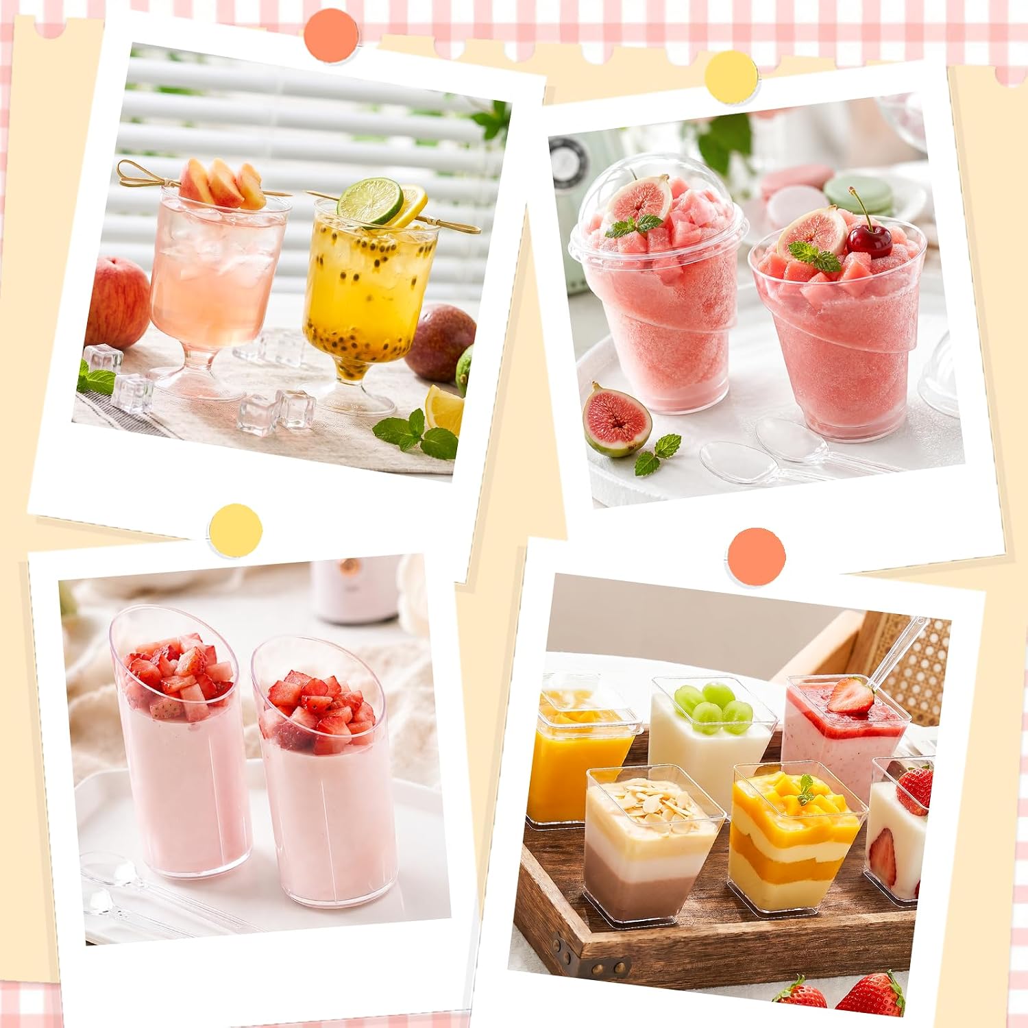 400 Pcs 5oz Mini Dessert Cups with Lids and Spoons, Clear Plastic Parfait & Fruit Cups, Appetizer Shooter Cups & Ice Cream Containers for Yogurt, Jello, Mousse, Weddings, Parties & Picnics