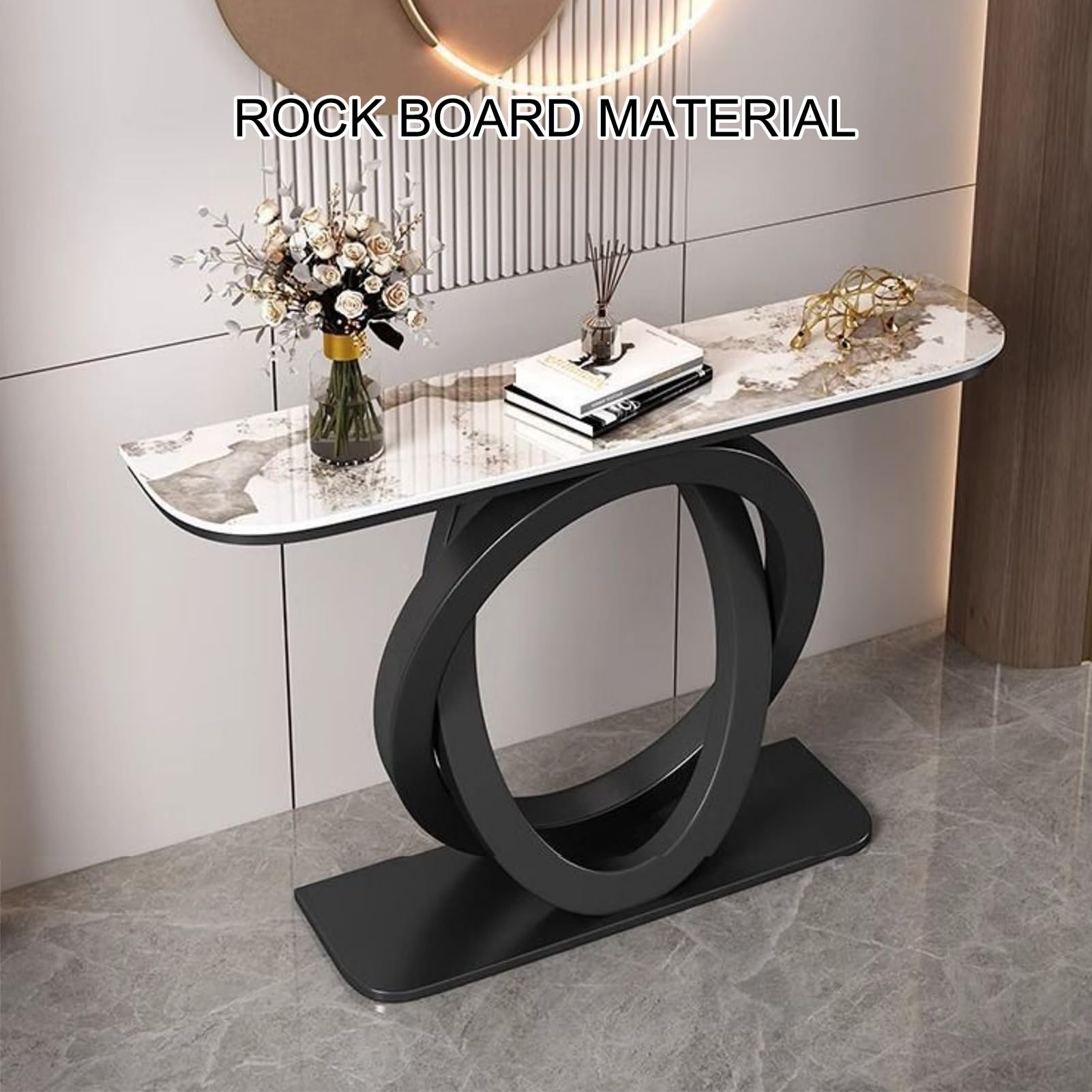 Tavolino consolle Moderno, tavolino consolle Stretto con Struttura in Metallo, tavolino per Ingresso, corridoio, Soggiorno (C, 150 cm/59 Pollici)