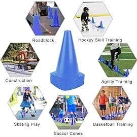 Fragraim 9 Inch Plastic Training Traffic Cones, Sport Cones, Agility Field Marker Cones for Soccer Basketball Football Drills Training, Outdoor Activity or Events - 12 Pack, Green
