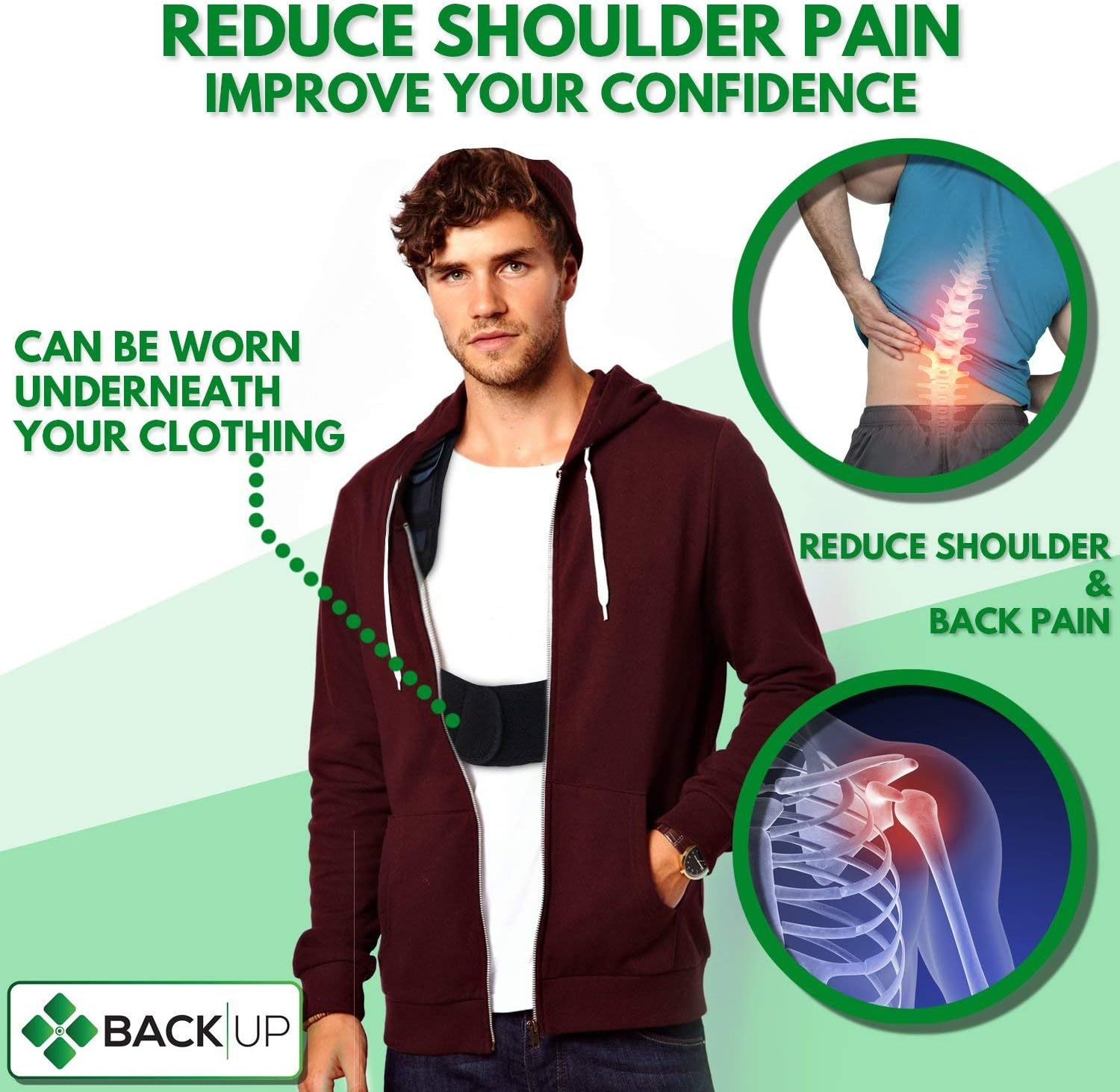 Back-Up Posture Corrector Support Brace for Women & Men | Shoulder & Clavicle Support | Thoracic Kyphosis | Lower & Upper Back Pain Relief | Cervical & Lumbar Support - Fully Adjustable