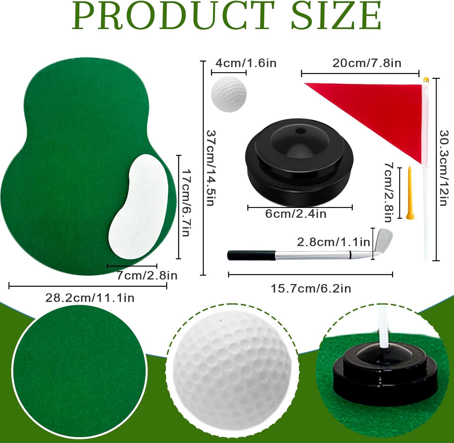 6-Set Golf Table Centerpieces Premium Golf Party Decorations Including Golf Balls, Turf, Clubs, Tees, Sand Traps, Red Flags & Stands,Golf Pen, Ideal for SportsThemed Birthday Parties & Event Decor