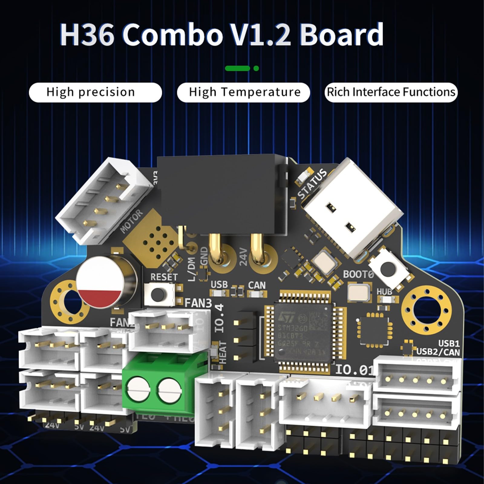 H36 Combos Innovative 3D-Druck-Werkzeugtafel mit integriertem TMC2209 und mehreren Optionen zur Anpassung an Bord USB-Hubs