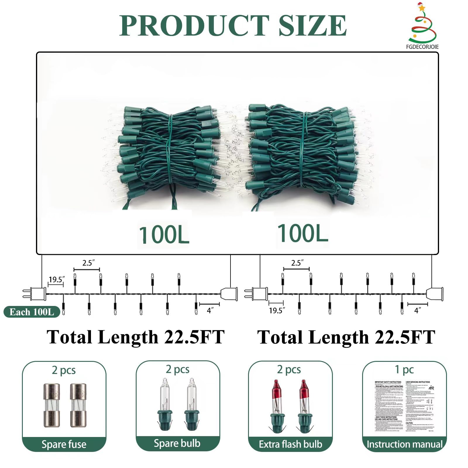 Christmas Lights Warm White,Connectable Incandescent Lighting String Green Wire Indoor Outdoor , 200 Counts(2x100) 45 FT Length ,Christmas Tree Light , Holiday Decorations in Party Yard,Spring Summer