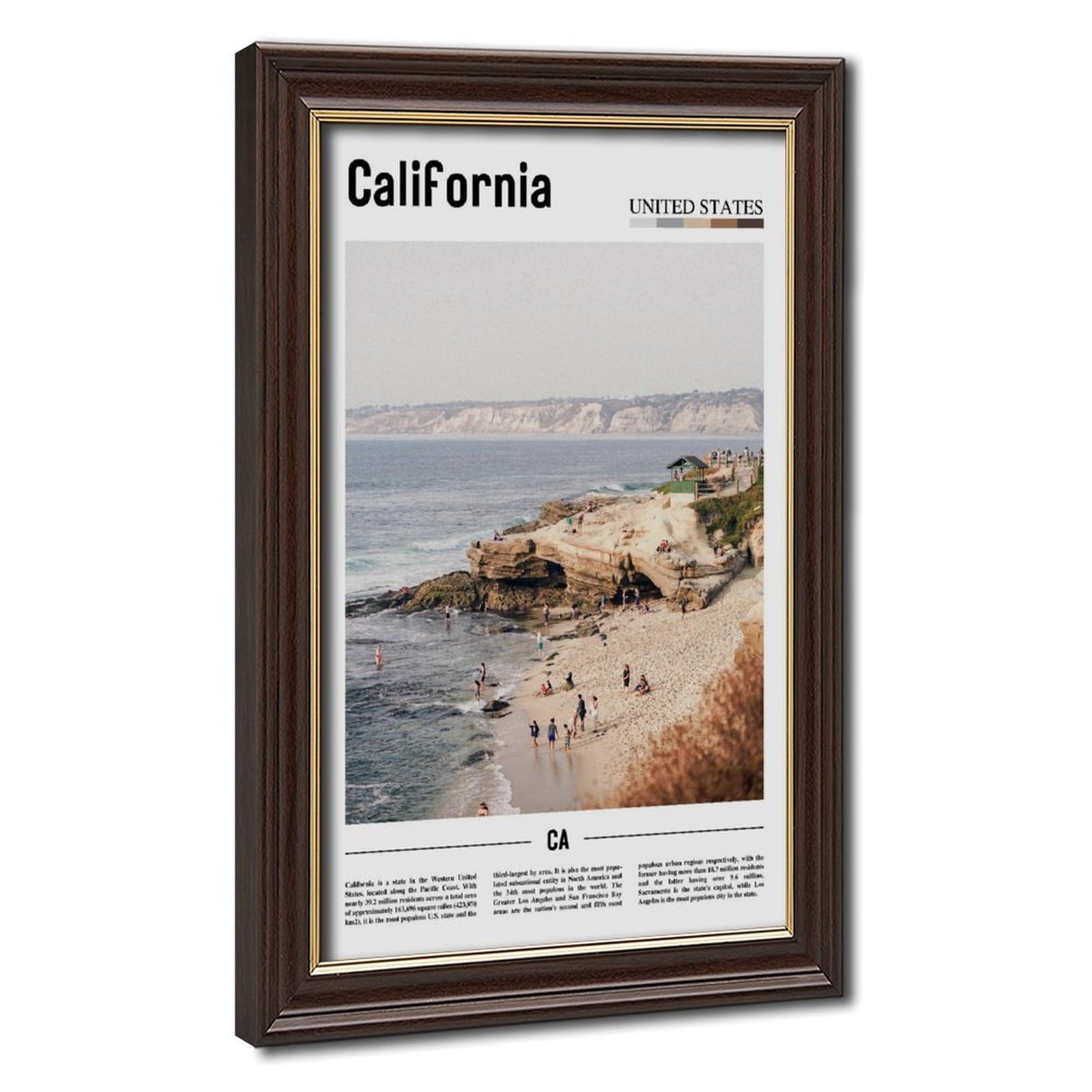 Wcyb Mokume Gane Frame California Usa Scenery Travel Posters Prints Canvas Deco Paintings Wall Art Hangable Frame 16" L X 24" W