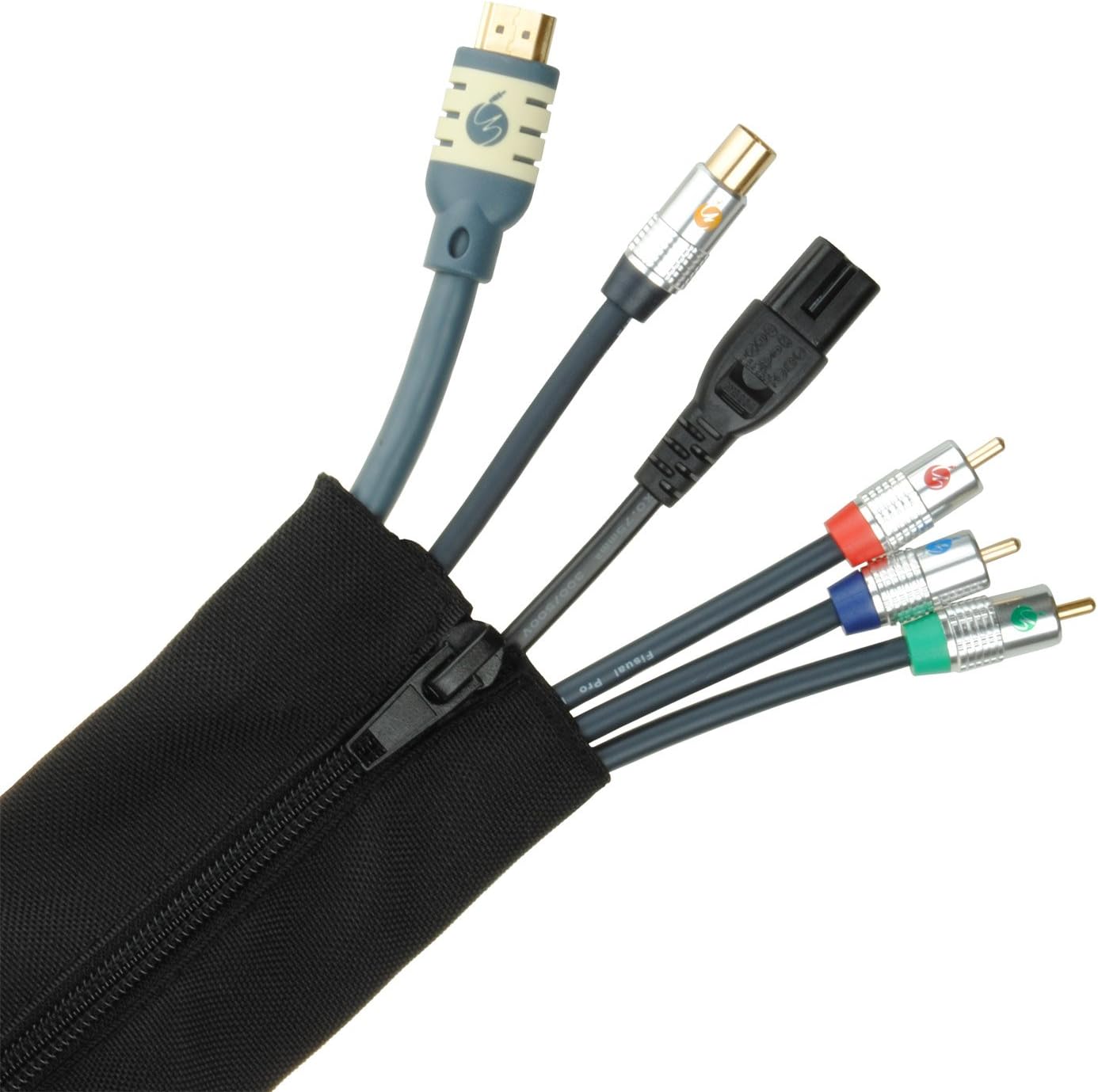 FISUAL Zip Cable Tidy Wrap (50mm Dia 2m Length, Black)