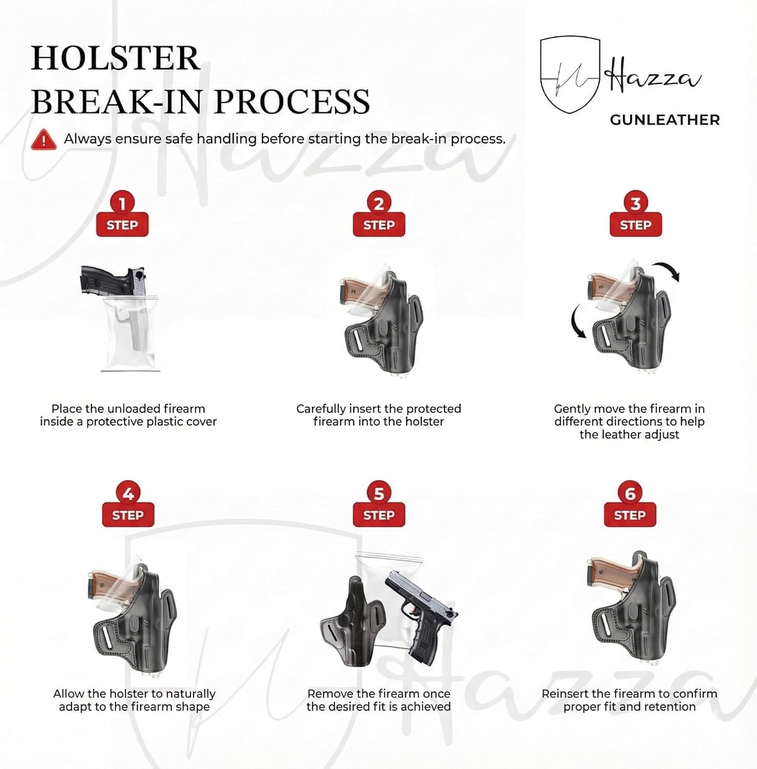 Premium Handmade Full Vegetable-Tanned Leather Gun Holster - Fits Glock 17,22 - Right Hand OWB Belt Holster - Superior Comfort and Durability by Hazza