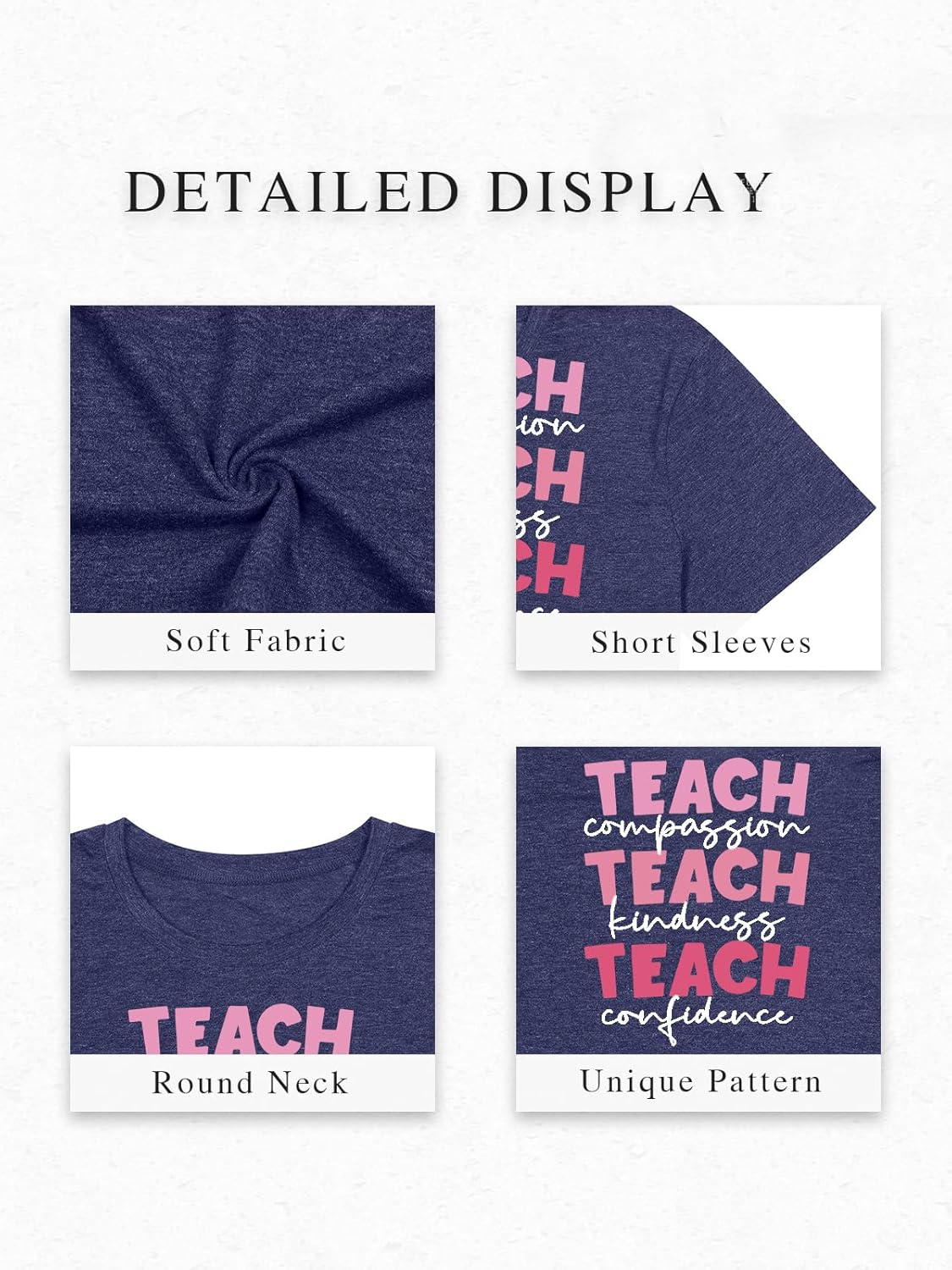 Plus Size Teacher Shirts Teaching is A Work of Heart Letter Print T-Shirt Teacher's Day Gift Summer Short Sleeve Tee Tops - Image 4