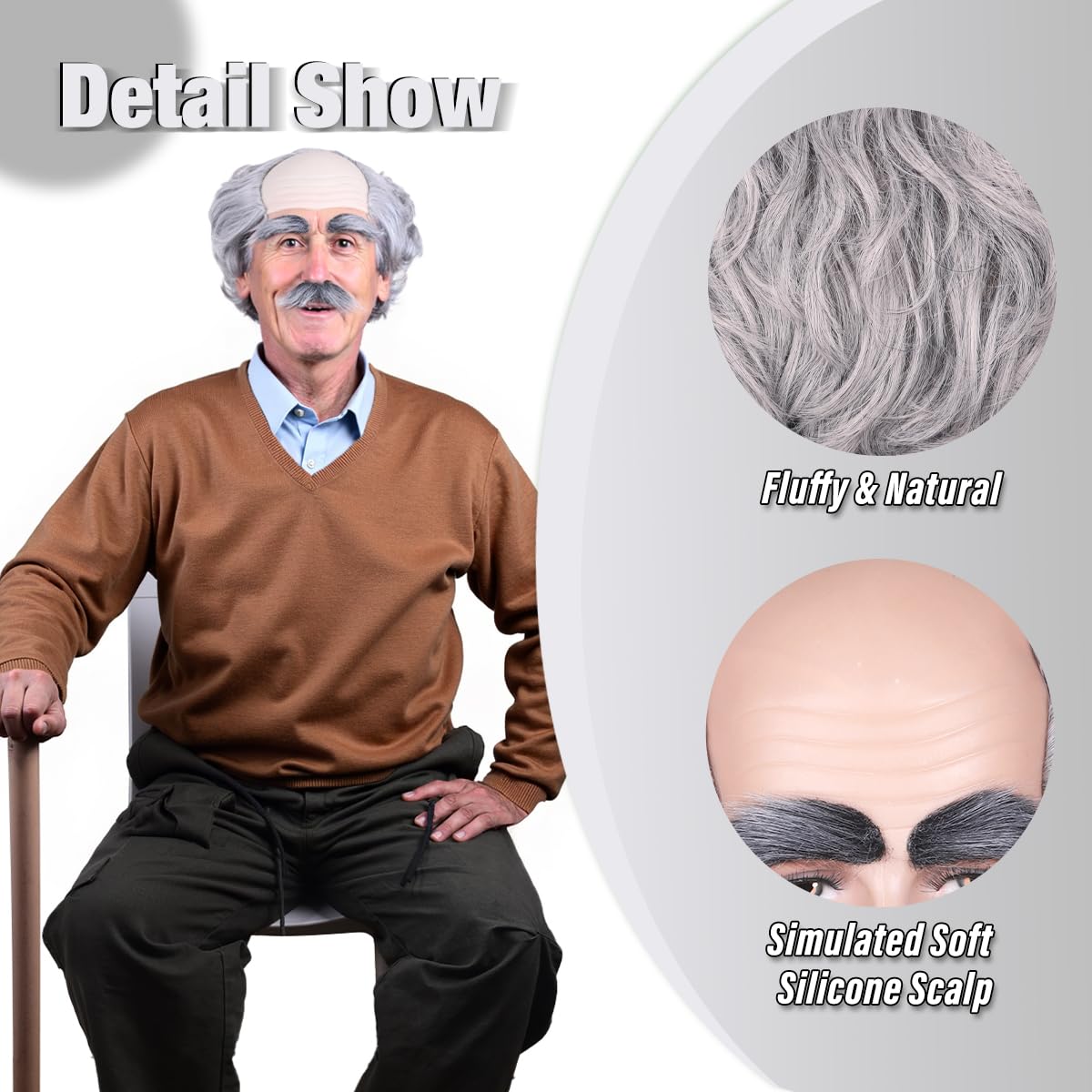 Gorra Calva Con Peluca – Pelo Largo En Los Costados, Color Negro, Talla única (55–62 Cm), Para Halloween, Carnaval Y Cosplay
