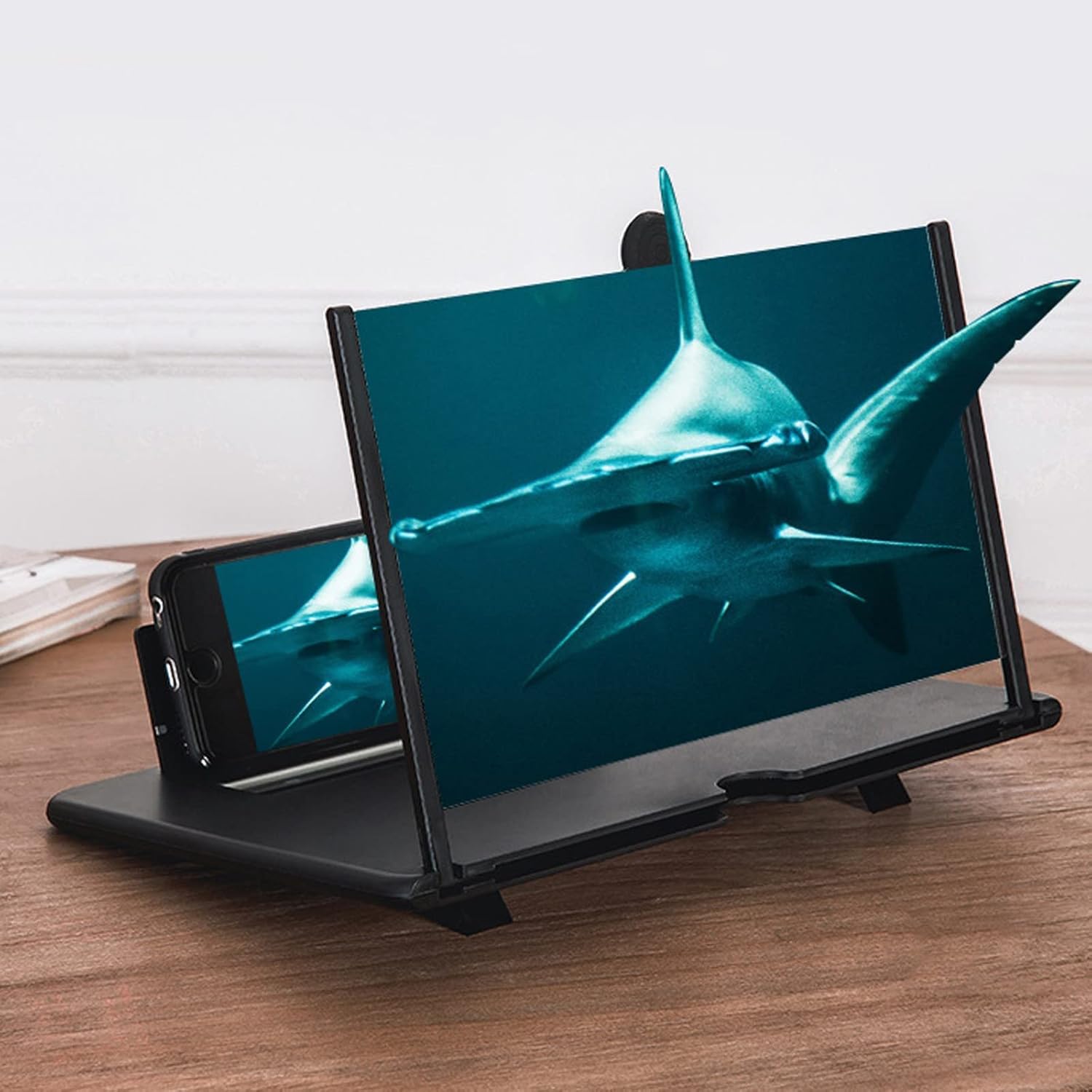 14 inch phone screen magnifier stereoscopic 3d mobile phone magnifying projector desktop folding stand bracket compatible with all smartphones