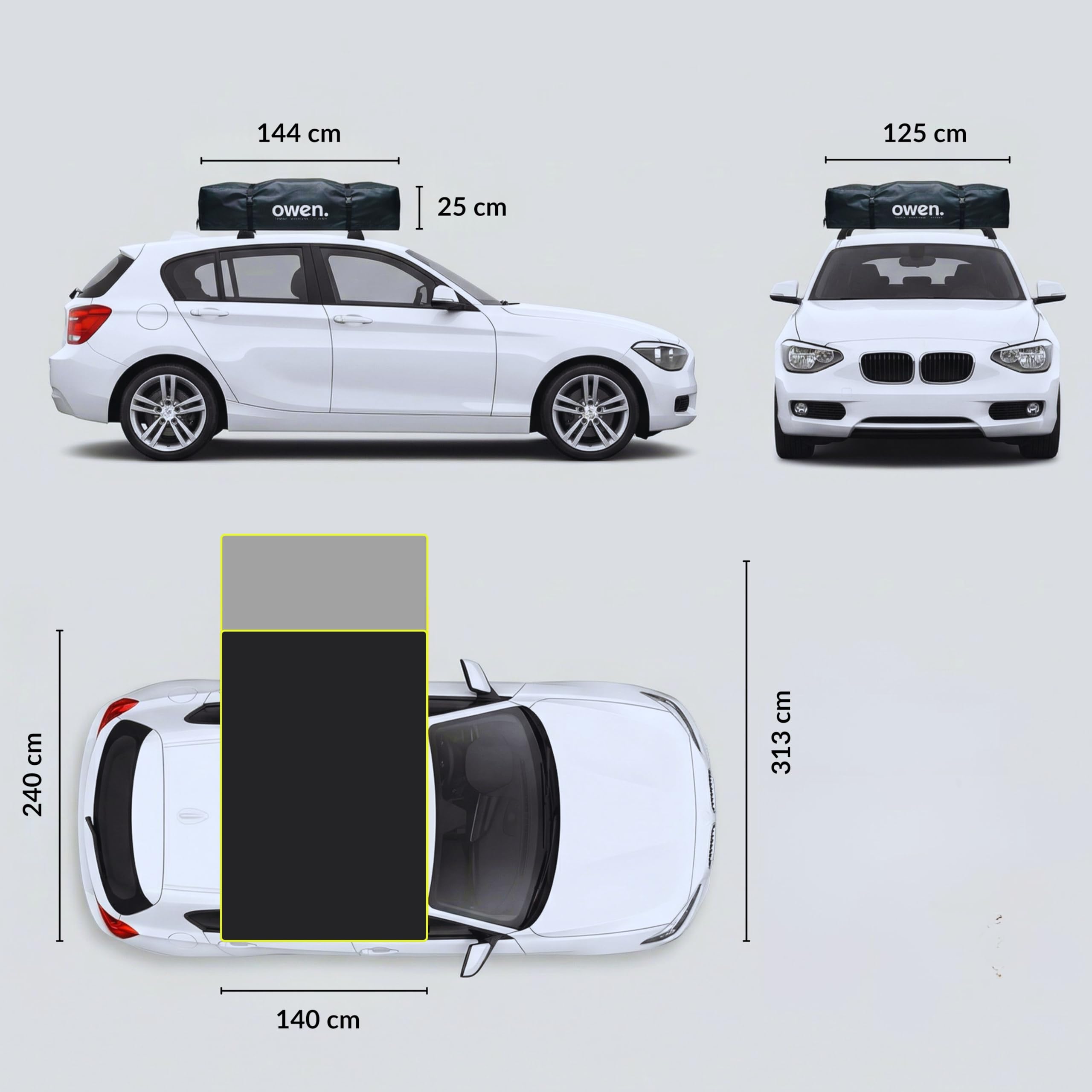 Owen® Two+ Dachzelt | Verfügbar mit Vorzelt-Option | Wählbare Farben | Geräumiges, Komfortables Autodachzelt | Ideal für Auto-Camping | Vielseitiges Campingzubehör