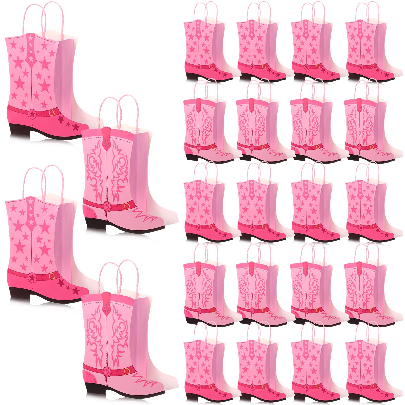 Mooliwe 24 Pcs Cowboy Cowgirl Boots Paper Bags Western Theme Party Favors Wild West Girls Kraft Bags Bachelorette Theme Last Rodeo Party Supplies