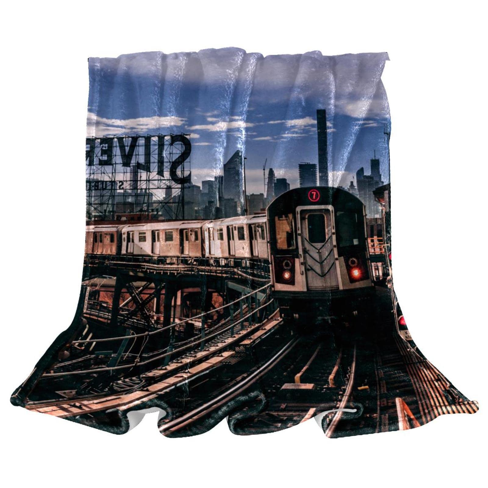 Couverture de lit train new-yorkais couvre-lit moelleux garçons filles