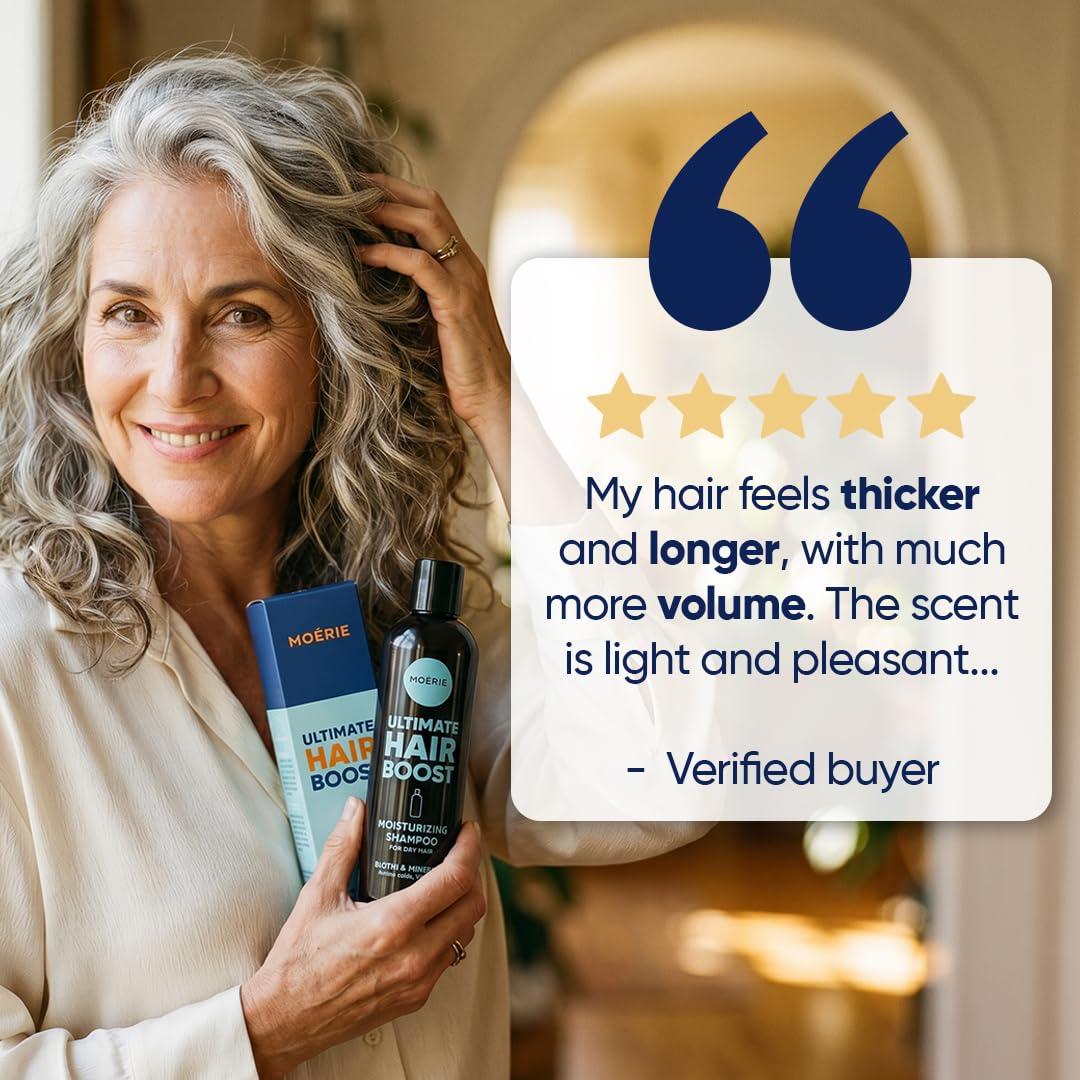 Moerie Ultimate Hair Growth Shampoo - Per capelli più lunghi, spessi e pieni - Prodotti volumizzanti vegani - Senza parabeni e silicone - Tutti i tipi di capelli - Idratante