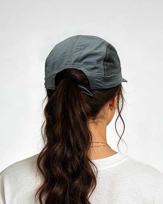 Clakllie Quick Dry 5 Panel Running Hat Breathable Mesh Hat Two-Tone Short Brim Hats Lightweight Baseball Cap Summer Sport Cap