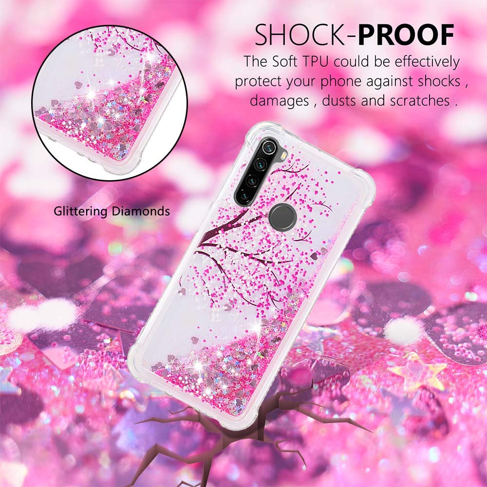 Hkess Custodia Glitter Liquido Compatibile per Xiaomi Redmi Note 8 PRO, Brillantini Bling Quicksand Custodia(Pendenza), Sparkly TPU Silicone Protettivo Case Anti Graffio Antiurto Cellulare Cover