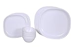SignoraWare BPA Free Plastic Square Dinner Set | Microwave Safe | Unbreakable & Lightweight | Odor-Free | Great for Parties & Gatherings | Ideal for Regular Home Meals (Set of 24 pcs | White)
