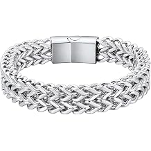 ChainsHouse Bracelet for Men, 316L Stainless Steel Franco Cuban Link Chain Bracelet with Sturdy Clasp, 6/10/12MM Widths, 7.5/8.3/9 Inch Lengths, Gift for Husband or Dad