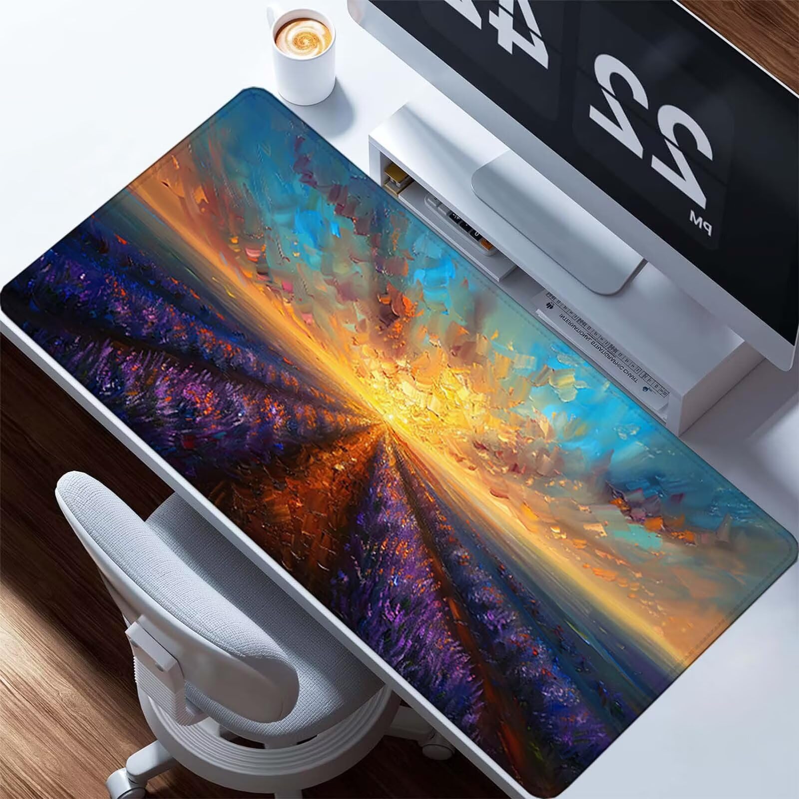 Podkładka pod mysz dla graczy, lawendowa, XXL, 1200 x 600 mm, szyte krawędzie, podkładka pod mysz, fioletowa, akcesoria dla graczy, wodoodporna, antypoślizgowa, gumowa podkładka, podkładka pod mysz,