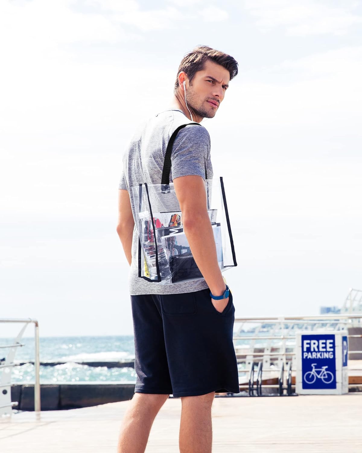 Weewooday 12 Packs Clear Tote Bag Gifts Stadium Approved Bulk 12 x 12 x 6 Inch Large Transparent Plastic Gifts Tote Bags with Handles Clear Stadium Handbag for Sports Concerts - Image 7