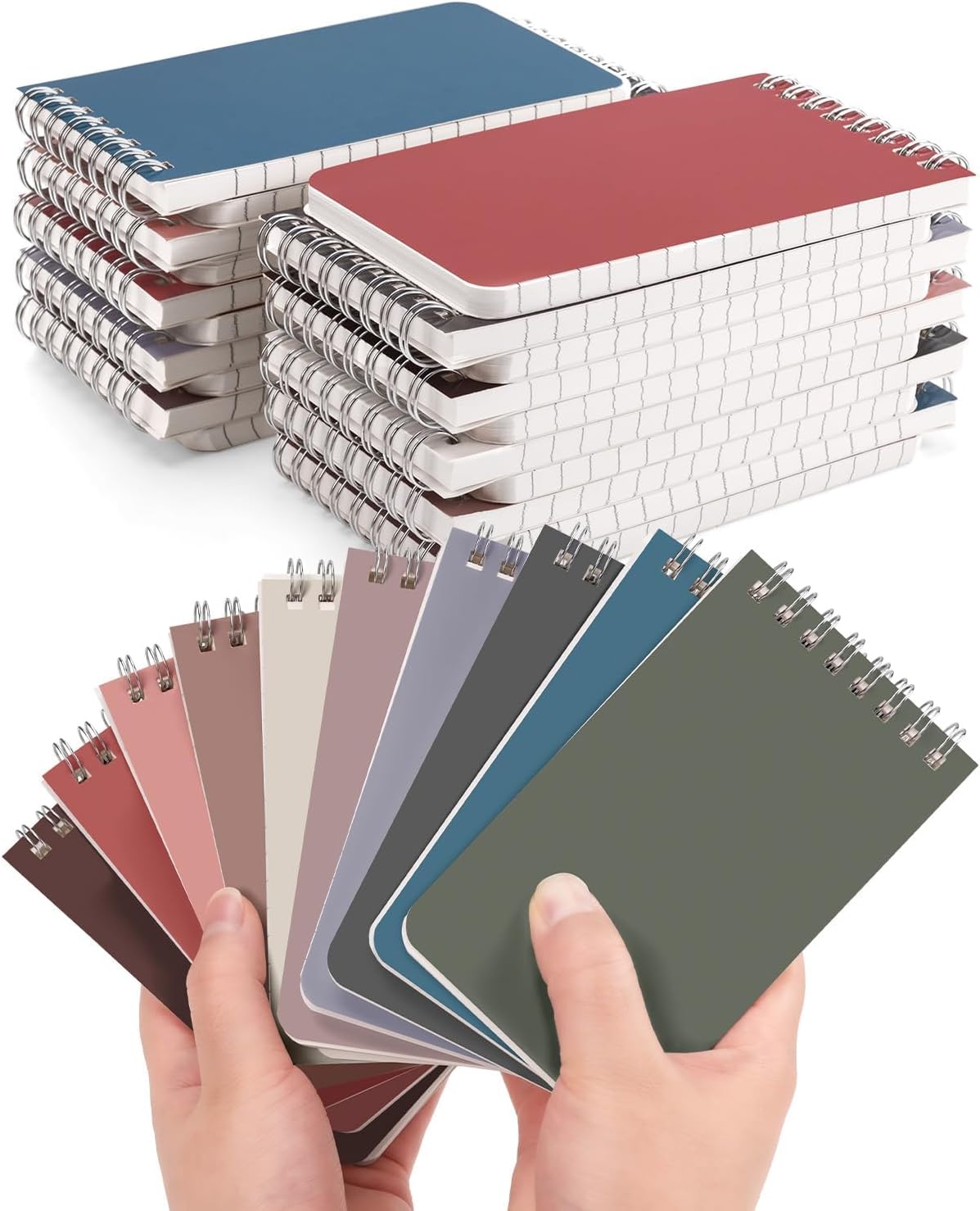 Dynta Small Top Spiral Notebooks Bulk 3x5 Inch, 30 Packs Pocket Notepad, Mini Pads 10 Morandi Colored, Memo Notepads for Home, School, College, Office, Work, Travel, 60 Sheets/120 Pages